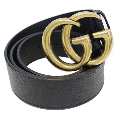 Gucci Double G Buckle Leather Belt Size 80.32 Black 